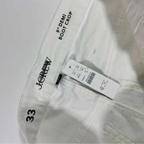 New J Crew 9” Demi Boot Crop Jeans White Wash Size 33 - Picture 6 of 11